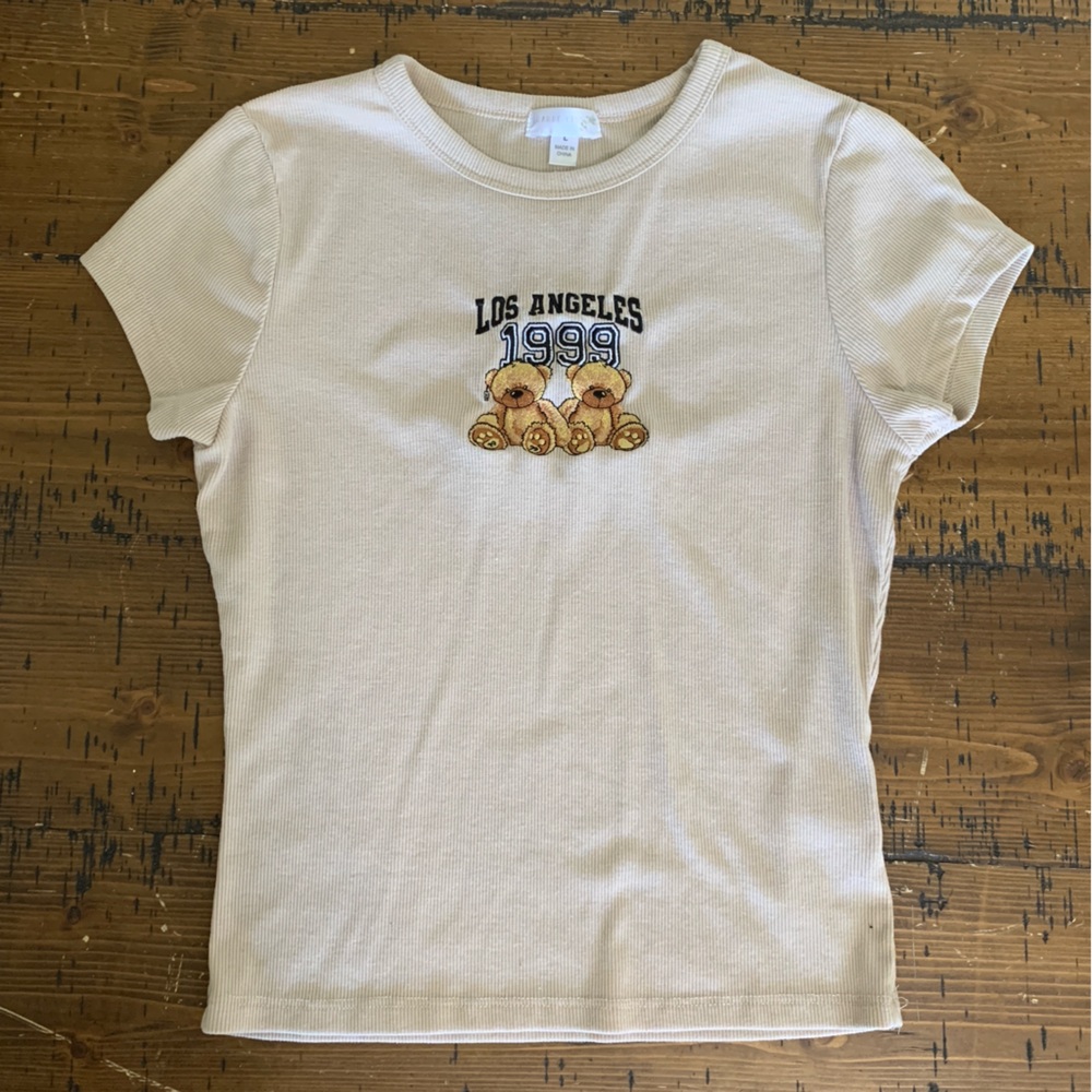 Short-Sleeve Baby Tee with Embroidered Teddy Bears